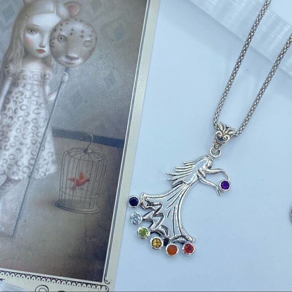 Chakra Fairy Solid Sterling Silver Pendant on Popcorn Chain - Picture 5 of 6